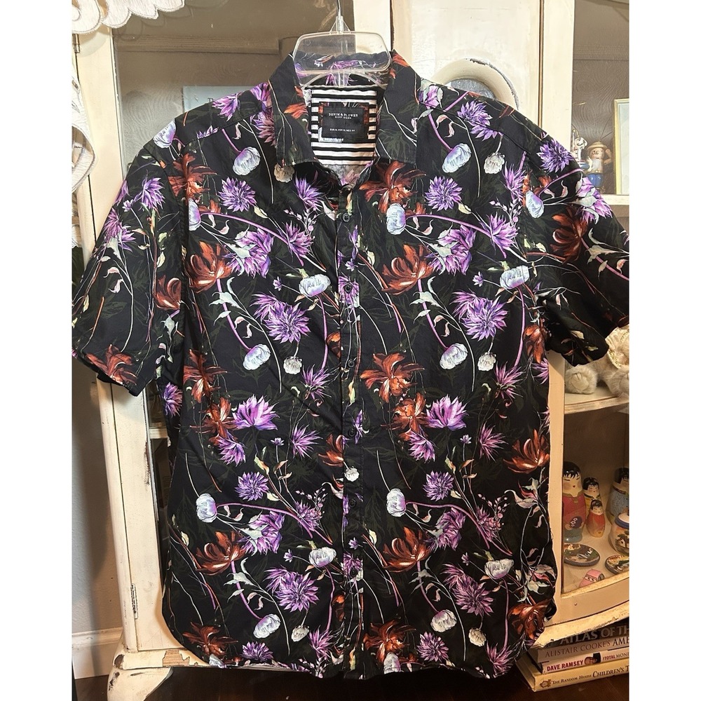 Denim & Flower Ricky Singh Button Up Men' Size XL Hawaiian Shirt